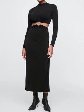 GAP x Cult Gaia Cut-Out Ring Long Sleeve Maxi Dress Size Medium NWT